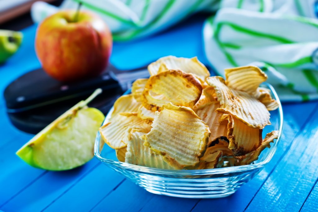 a bowl of apple chips
