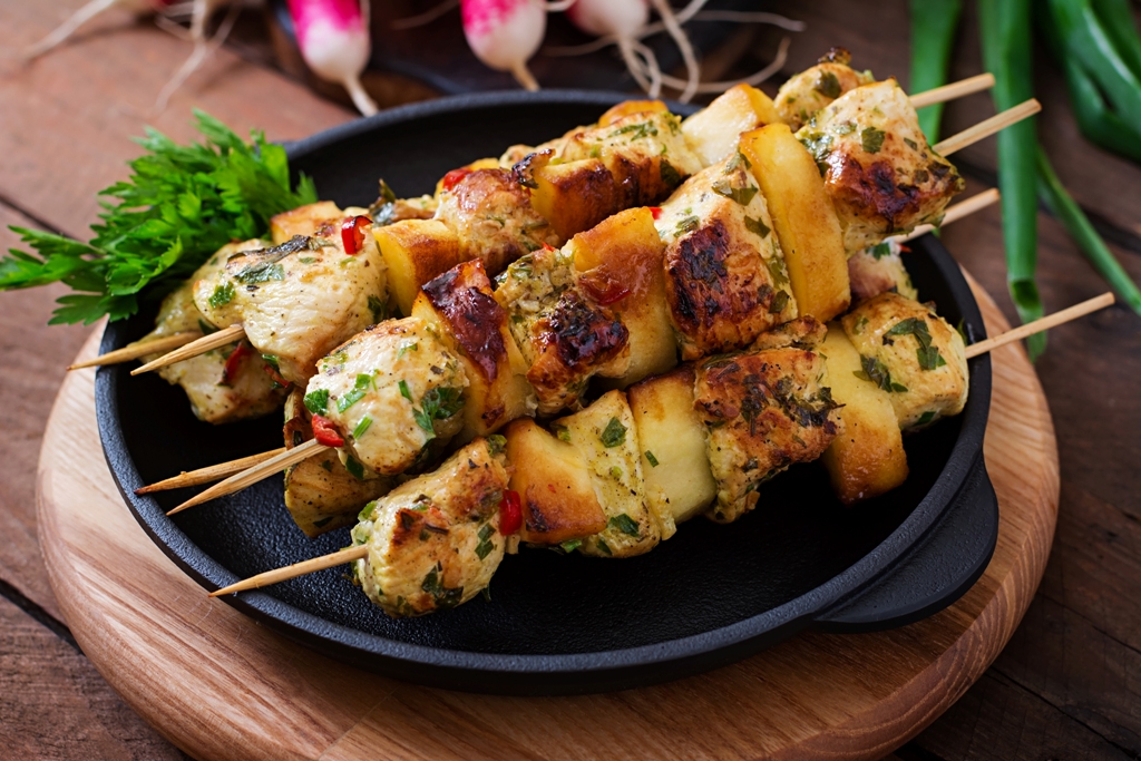 Grilled Chicken Skewers With Honey